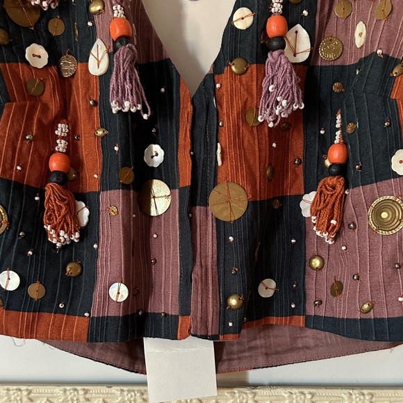 ZARA | Boho Halter Embellished Beaded Fringe Vest - Picture 4 of 15